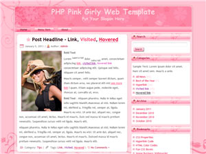 PHP Pink Girly Website Template 1021A